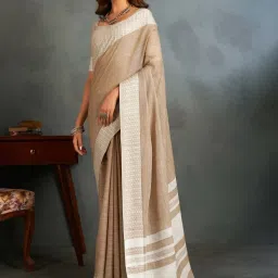 Elora Brown Silk Woven Saree With Unstitched Blouse image 1