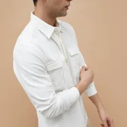 Code By Lifestyle White Cotton Regular Fit Jacket image 3