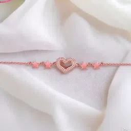 Rihi by P.C. Chandra Jewellers 92.5 Sterling Silver Heart and Star Bracelet in Rose Gold-Plating for Women & Girls-picture-36