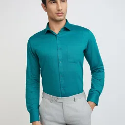Park Avenue Green Slim Fit Texture Shirt image 1