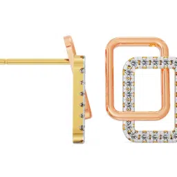 Emori 14k Two Tone Yellow Gold & Lab Grown Diamond Cubic Stud Earrings image 2