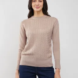 Fablestreet Beige Acrylic Regular Fit Sweater image 1