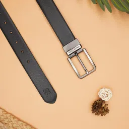 Carlton London Black Leather Reversible Formal Belt for Men image 1