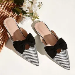 Shoetopia Kids Black & White Mule Shoes image 1