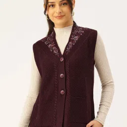 Apsley Wine Embroidered Cardigan image 1