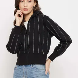 MADAME Black Striped Hoodie image 1