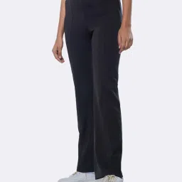 BlissClub Black Cotton Straight Pants image 1
