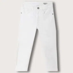 Blue Giraffe Kids White Tapered Fit Jeans image 1