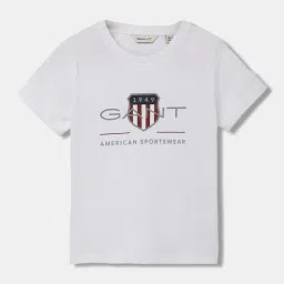 Gant Kids White Cotton Printed T-Shirt image 1