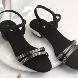 Mochi Women's Black Ankle Strap Sandals image 1