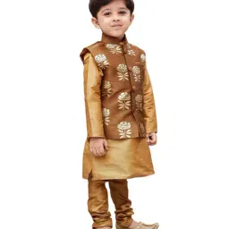 VASTRAMAY Kids Rose Gold Floral Print Kurta Set image 3