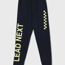 Fame Forever By Lifestyle Navy Cotton Regular Fit Printed Trackpants-image-70