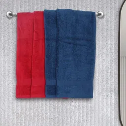 BIANCA Zero-Twist 100% Cotton Ultra-Fluffy Towels -4pc Hand Towel (paradiso) solid-navy/burgundy image 1