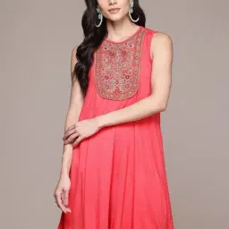 Aarke Ritu Kumar Peach Zaina Solid Short Dress-image-50