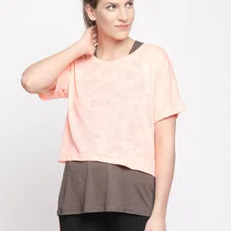 Ajile by Pantaloons Coral & Brown Printed Top image 1