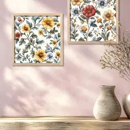 Kotart Brown & White 2 Pieces Wooden Floral Wall Paintings-picture-35