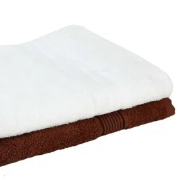 bianca LORENA 100% Cotton Super-Soft Terry Towels -2pc Bath Towel (d`ross) solid-white/brown image 3