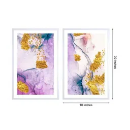 999Store Purple & Gold Printed Abstract Wall Painting image 4