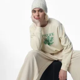 Only Yellow Cotton Printed Sweatshirt image 5