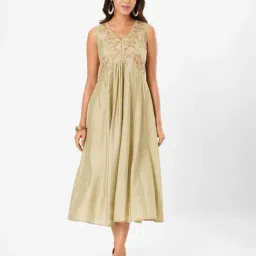 Rangmanch By Pantaloons Pastel Green Regular Fit Embroidered Kurta With Jacket image 4