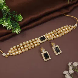 I Jewels Gold-Plated Choker Jewellery Set-image-25
