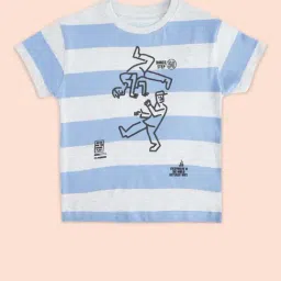 Pantaloons Junior Kids Blue & Grey Cotton Striped T-Shirt-image-29