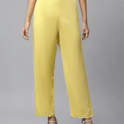 LINEN CLUB WOMAN Mustard Premium Linen Straight Bottom-image-3