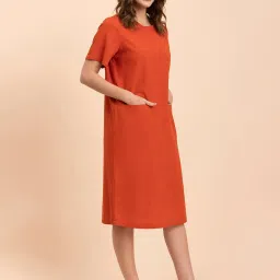 Fablestreet Orange Linen Shift Dress image 3