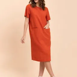 Fablestreet Orange Linen Shift Dress image 4
