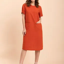 Fablestreet Orange Linen Shift Dress image 1