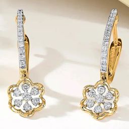 P.N.Gadgil Jewellers Starflower Glow 18kt Yellow Gold Dangler Earring for Woman-picture-8