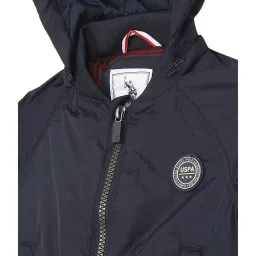 U.S. Polo Assn. Kids Navy Solid Full Sleeves Hooded Jacket image 3