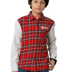 Under Fourteen Only Kids Red Checks Full Sleeves Shirt-image-17