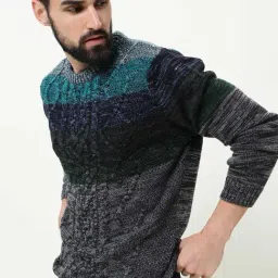 Rare Rabbit Green Relaxed Fit Colorblock Sweatshirt image 4