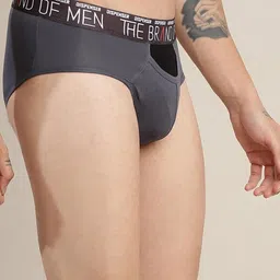 DISPENSER Pack Of 2 Mid-Rise Stretchable Basic Briefs PACK OF 2-RE-S4-BRIEF-BLACK-GREY-M image 2