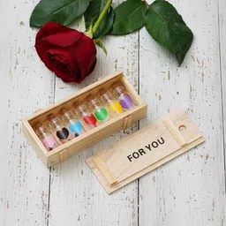 ASIDEA Unisex Beige & Red Textured 7 Messages Bottles Wooden & Glass Showpiece-1.18 Inch image 5