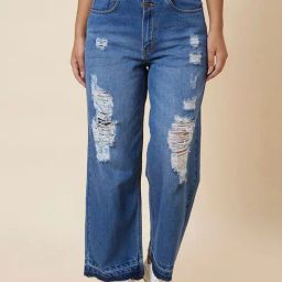 Globus Blue Cotton Distressed Mid Rise Jeans-picture-47