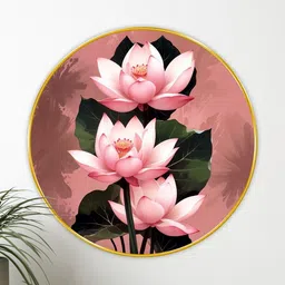 Livin'luxe Pink & Green Large Round Flower Wall Art 20" x 20"-picture-26