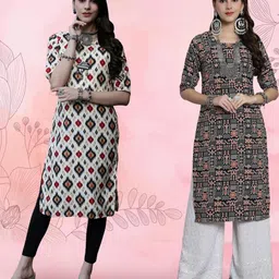 Ethnic basket Women Pack Of 2 Multicoloured Crepe Kurtas-picture-39