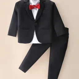 Robo Fry Full Sleeves Solid Colour 3 Pieces Party Suit - Black-picture-14