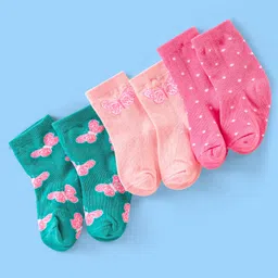 Cute Walk by Babyhug Anti Bacterial Ankle Length Non Terry Socks Strawberry Design Pack of 3 - Red & White-picture-20