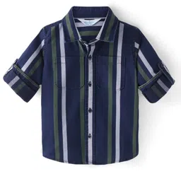 INFINITY Full Sleeves Indigo Striped Full Sleeves Shirt - Navy Blue & Green-picture-19