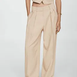 MANGO Women Pleated Formal Trousers-image-34