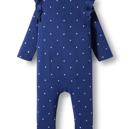 Babyhug Cotton Knit Full Sleeves Footed Sleepsuit With Bear Patch - Navy Blue image 2