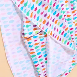 Lobster Sleeveless Frock Swimsuit Droplets Print - Blue image 3