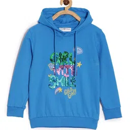 The Mom Store Cotton Blend Knit Pack Of 3 Full Sleeves Animal & Unicorn Printed Light Winter Hooded Sweatshirts - Pink Purple & Blue image 4