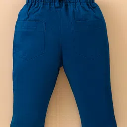 Robo Fry Cotton Woven Full Sleeves Printed Shirt & Trouser Set with Hat Bow & Suspender - White & Blue image 5