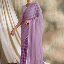 Sangria Striped Printed Saree With Blouse Piece-picture-26