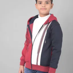 Crimsoune Club Kids Red & White Color Block Full Sleeves Sweatshirt image 1