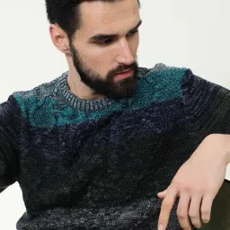 Rare Rabbit Green Relaxed Fit Colorblock Sweatshirt image 5